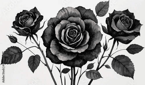 Serenade in Wash Black roses isolated watercolor vector illustration svg