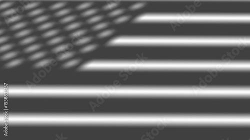 Shadow overlay effect of American flag gently waving with sun glare. Light blur on transparent background perfect for artistic compositions, patriotic graphics, or creative layout design.