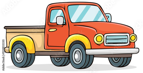 Cartoon old farm truck clipart illustration, isolated 