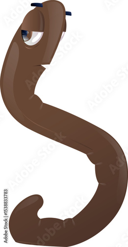 BROWN WORM CHARACTER LOOKING SIDEWAYS SUSPICIOUSLY