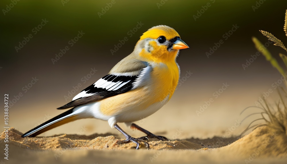 Fototapeta premium Stunning Close-Up of a Colorful Bird Perched on Sand, Showcasing Vivid Plumage and Natural Beauty, Perfect for Nature Lovers and Bird Enthusiasts
