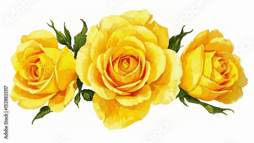Tender Hues yellow roses isolated watercolor vector illustration svg