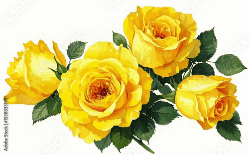 Chromatique Rose yellow roses isolated watercolor vector illustration svg