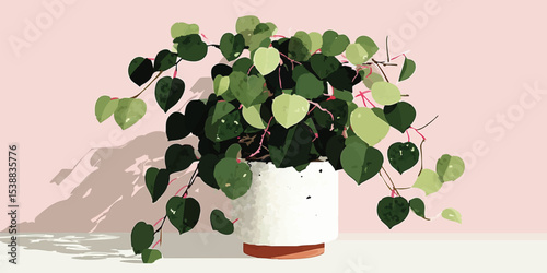 An illustration of a vibrant houseplant, its heart-shaped leaves and flowing stems, bringing life and freshness to any space.