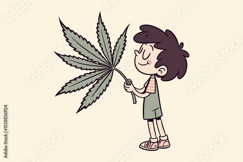 Creative Cannabis Marijuana Leaf Cartoon Vector Illustration Set for T-Shirt Design, Stickers, and Prints