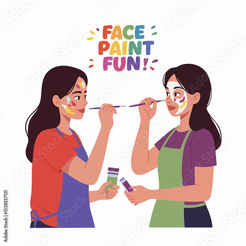 Art of Colors: Two artists create face paint with various colors, capturing an artistic moment in this visual presentation.