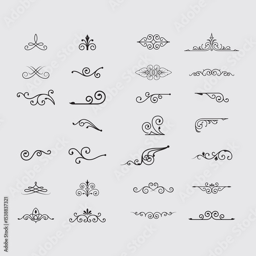 Collection of Decorative Swirl and Floral Style Element Designs