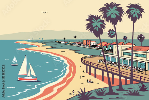 Tropical island beach with palm trees, perfect for a summer vacation