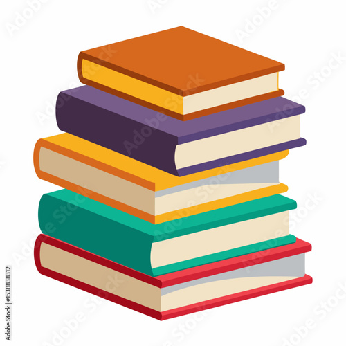 Book Stack Vector | Generative AI & Linocut Silhouette Design for Digital Art & Print