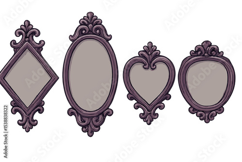 Decorative vintage picture frames in various shapes and sizes for home decor and artistic display options