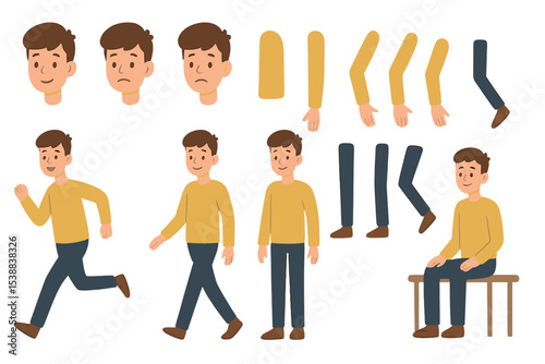 Character illustrations in various poses and expressions for animation or design projects