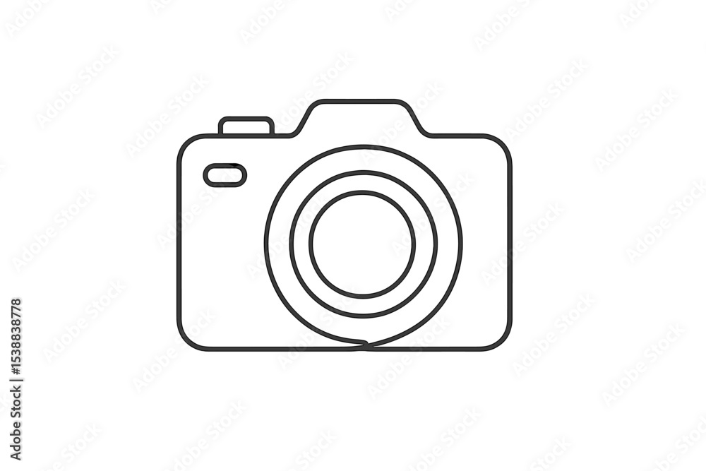 Camera illustration showcasing a simple line art design suitable for various creative projects or digital content Camera illustration showcasing a simple line art design suitable for various creative projects or digital content
