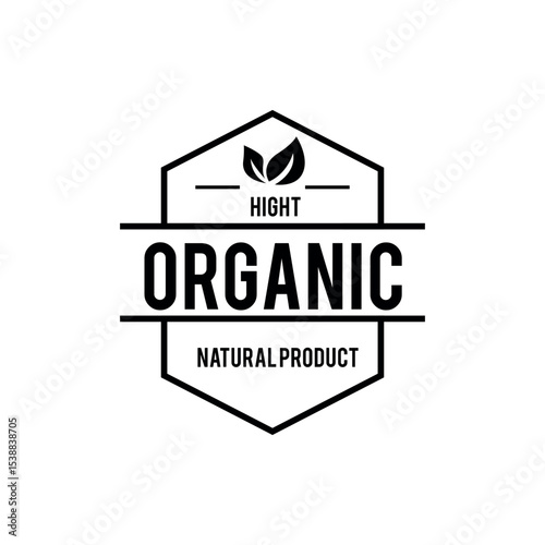 High Organic Natural Product Icon Vector Stamp BLack