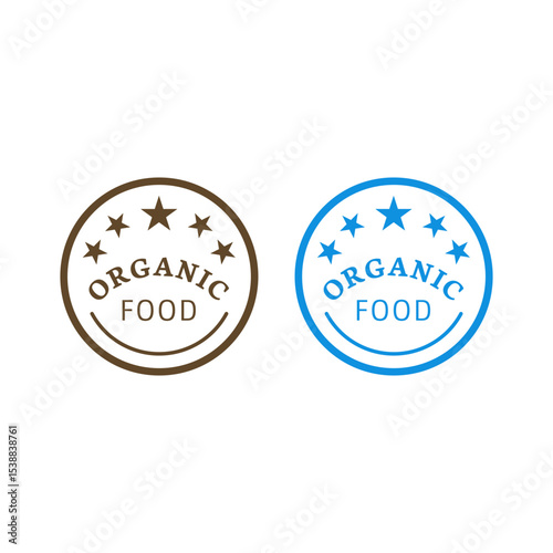 Organic Food Icon Vector Stamp Logo Difference Color.