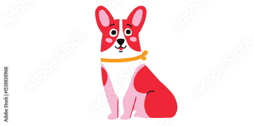 A charming cartoon corgi, w...
