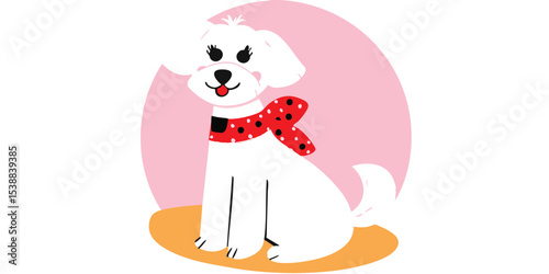 A charming cartoon dog, sea...