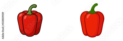 Bright red bell peppers displayed against a plain background showcasing their shape and color