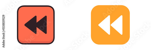 Two rewind icons in contrasting colors representing navigation or playback control in digital media