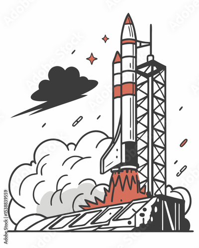 Rocket Explosion at Launch – Vector Scene