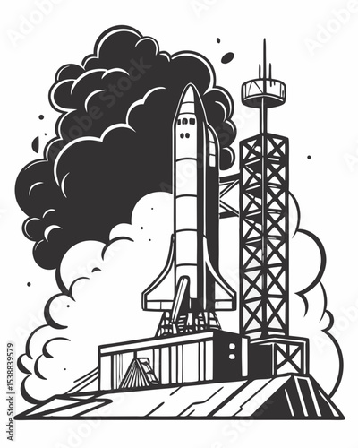 Rocket Explosion at Launch – Vector Scene