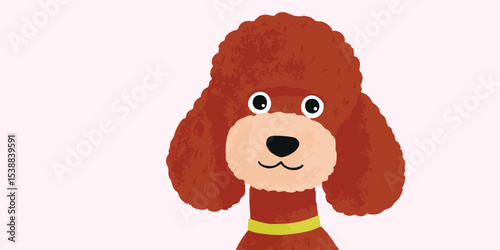 A charming illustration of a friendly and fluffy poodle, rendered in a delightful, inviting style that exudes warmth.