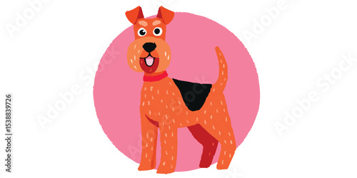 An illustration of a playful dog, its vibrant coat and expression radiate happiness and joy. Ideal for projects requiring a friendly and approachable graphic element.