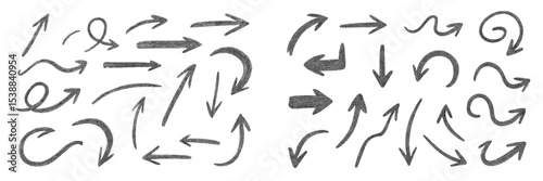 Various sketch-style arrows demonstrating direction and movement in a simple, artistic layout suitable for design use