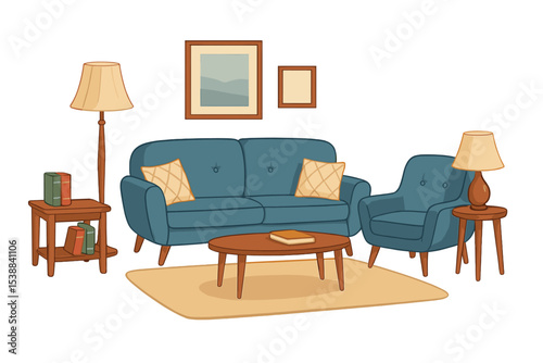 Stylish living room interior design featuring modern furniture and warm decor elements