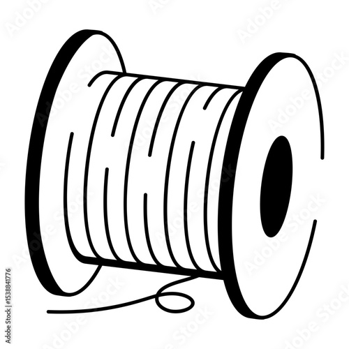 A hand drawn style icon of a welding wire spool 
