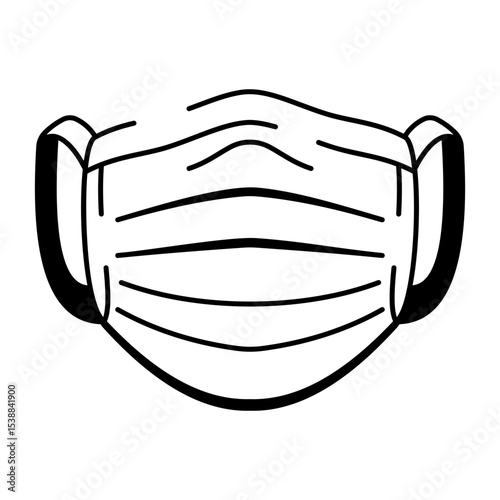 A hand drawn style icon of a face mask