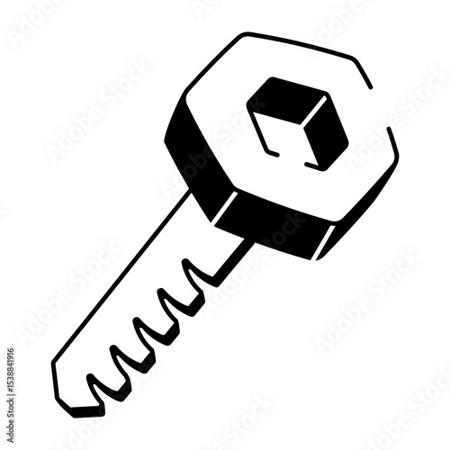 A drawing style icon showing a repairing key
