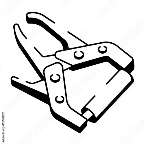 A hand drawn style icon of a welding clamp
