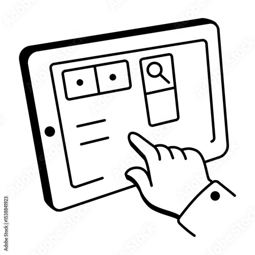 A sketchy style icon depicting a touchscreen device 
