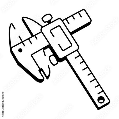 A sketchy style icon of a measuring caliper 

