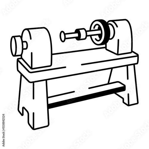 A doodle style icon of lathe machine
