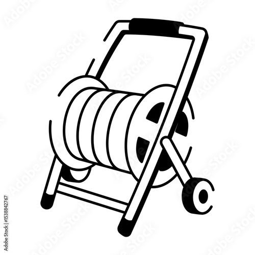 A doodle style icon showing hose reel
