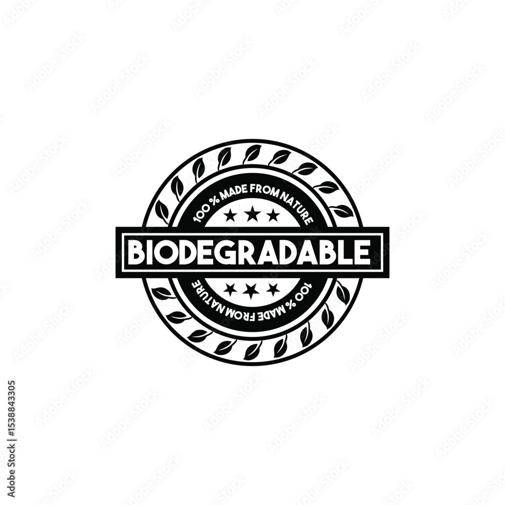 Fototapeta premium 100% Biodegradable Material Black Logo Icon