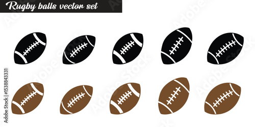 Set of rugby balls vector 