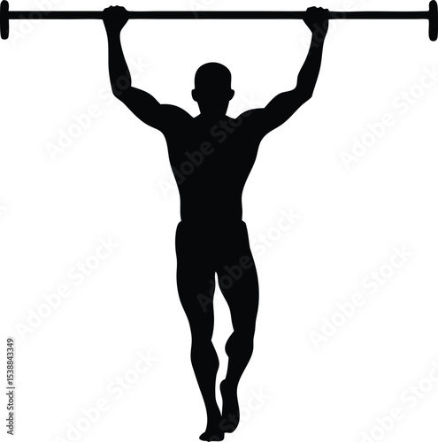 a man doing a pull up silhouette vector