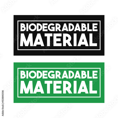 100% Biodegradable Material Green and Black Logo Icon Symbol.