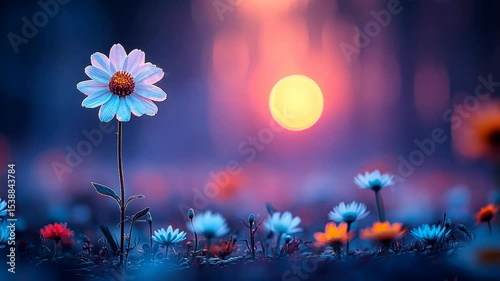 Vibrant flowers in a sunset glow