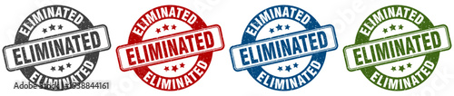 eliminated stamp. eliminated round stamp set isolated on white background