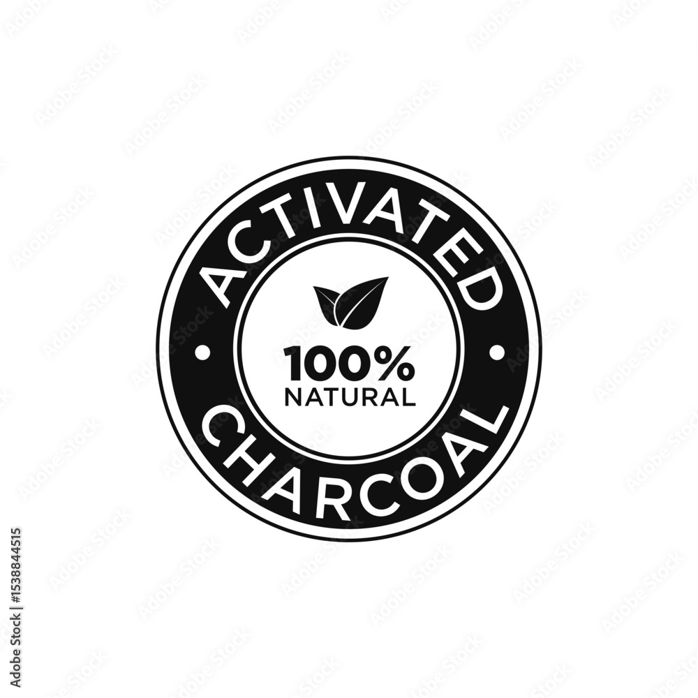 Fototapeta premium Activated Charcoal Natural Black Sign Vector Icons