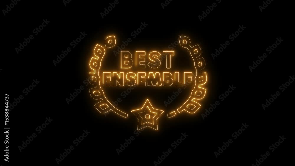 Golden best ensemble award title reveal animation with star and laurel wreath