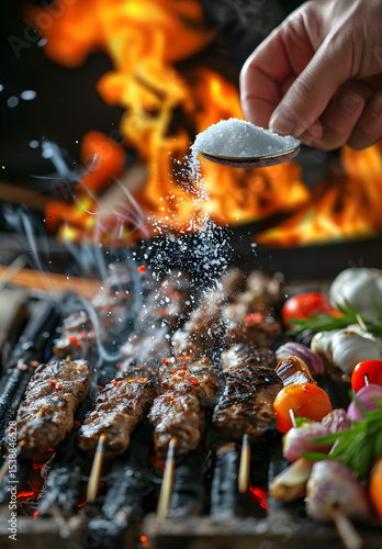 The chef is cooking in the kitchen	