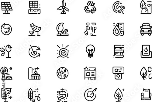 Renewable Energy Icons Vector Illustration Pack for Sustainability Projects
