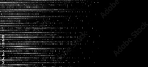 Glowing binary code cascading on a dark blue background. Backdrop for hacking, data encryption, digital systems, and virtual networks. Cybersecurity and coding concept. Vector illustration.