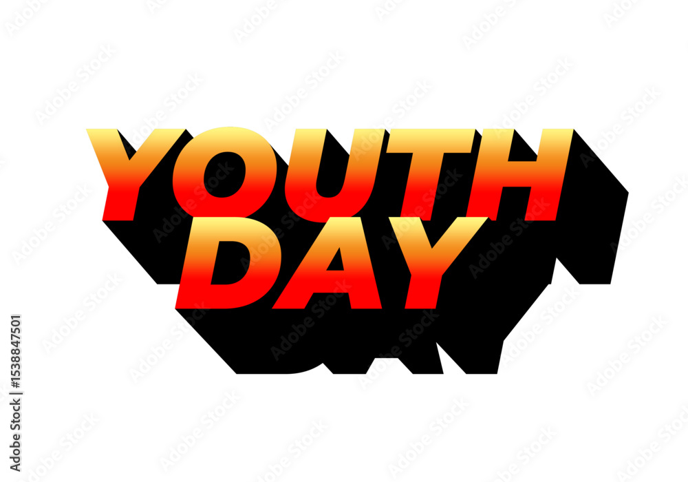 Fototapeta premium Youth day. Bold 3D text effect for energetic celebration design