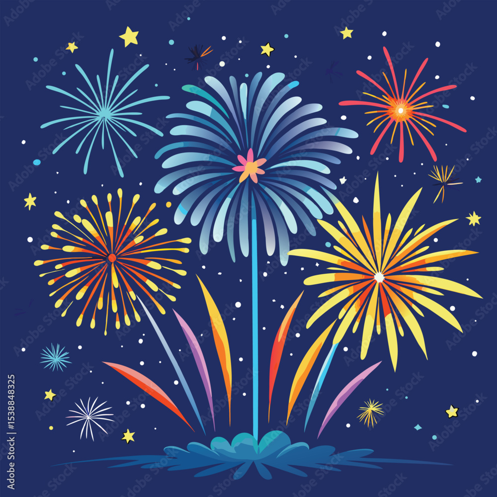 Naklejka premium Vibrant Fireworks Display A Night Sky Spectacle of Color and Light