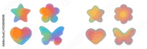 Colorful pastel shapes in rainbow hues on a white background ideal for creative projects and designs